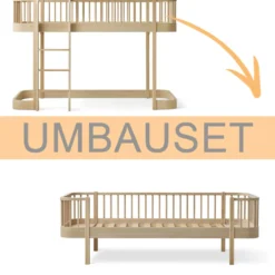 Oliver Furniture Umbauset Wood Original halbhohes Hochbett zum Bettsofa Eiche
