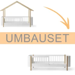 Oliver Furniture Umbauset Wood Mini+ Hausbett zum Juniorbett Eiche & weiß/Eiche