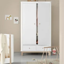 Oliver Furniture Wood Kleiderschrank 2-Türig Weiß/Eiche