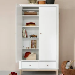 Oliver Furniture Wood Kleiderschrank 2-Türig Weiß/Eiche