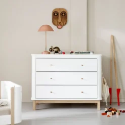 Oliver Furniture Wood Kommode 3 Schubladen Weiß/Eiche