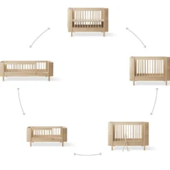 Oliver Furniture Wood Mini+ Baby- und Kinderbett inkl. Umbauset Juniorbett Eiche