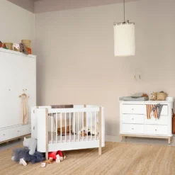 Oliver Furniture Wood Mini+ Babybett Weiß/Eiche exkl. Umbauset Juniorbett