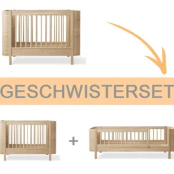 Oliver Furniture Wood Mini+ Geschwisterset Ergänzung f. Wood Mini+ Babybett inkl. Umbauset Juniorbett Eiche