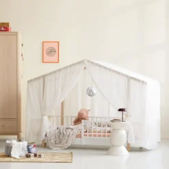 Oliver Furniture Wood Original Hausbett-Zelt transparent weiß