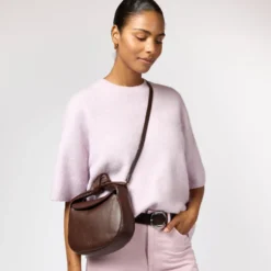 O My Bag Ledertasche COCO CROISSANT Chocolate weiches Leder