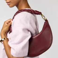 O My Bag Ledertasche Crossbody LEO inkl. gedrehter Gurt Dark Cherry weiches Leder