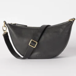 O My Bag Ledertasche Crossbody LEO inkl. gedrehter Gurt Black weiches Leder