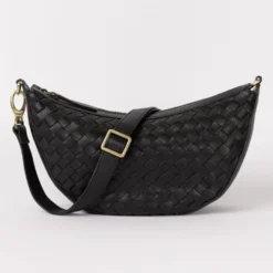 O My Bag Ledertasche Crossbody LEO Black Woven weiches Leder