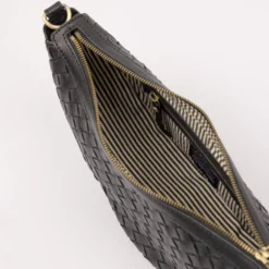 O My Bag Ledertasche Crossbody LEO Black Woven weiches Leder