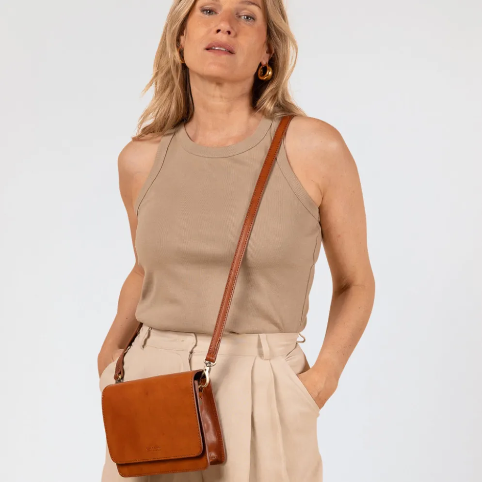O My Bag Ledertasche Crossbody AUDREY MINI inkl. 2 Taschengurte klassisches Leder Cognac