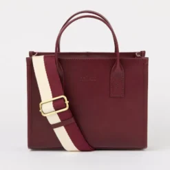 O My Bag Ledertasche JACKIE MIDI inkl. Webgurt Dark Cherry klassisches Leder