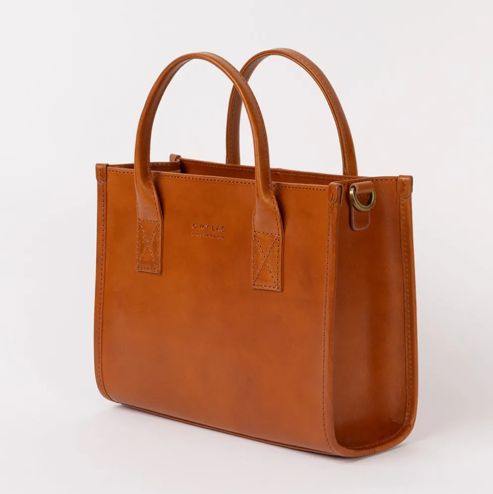 O My Bag Ledertasche JACKIE MIDI inkl. Webgurt Cognac klassisches Leder