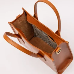 O My Bag Ledertasche JACKIE MIDI inkl. Webgurt Cognac klassisches Leder