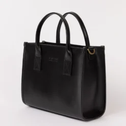 O My Bag Ledertasche JACKIE MIDI inkl. Webgurt Black klassisches Leder