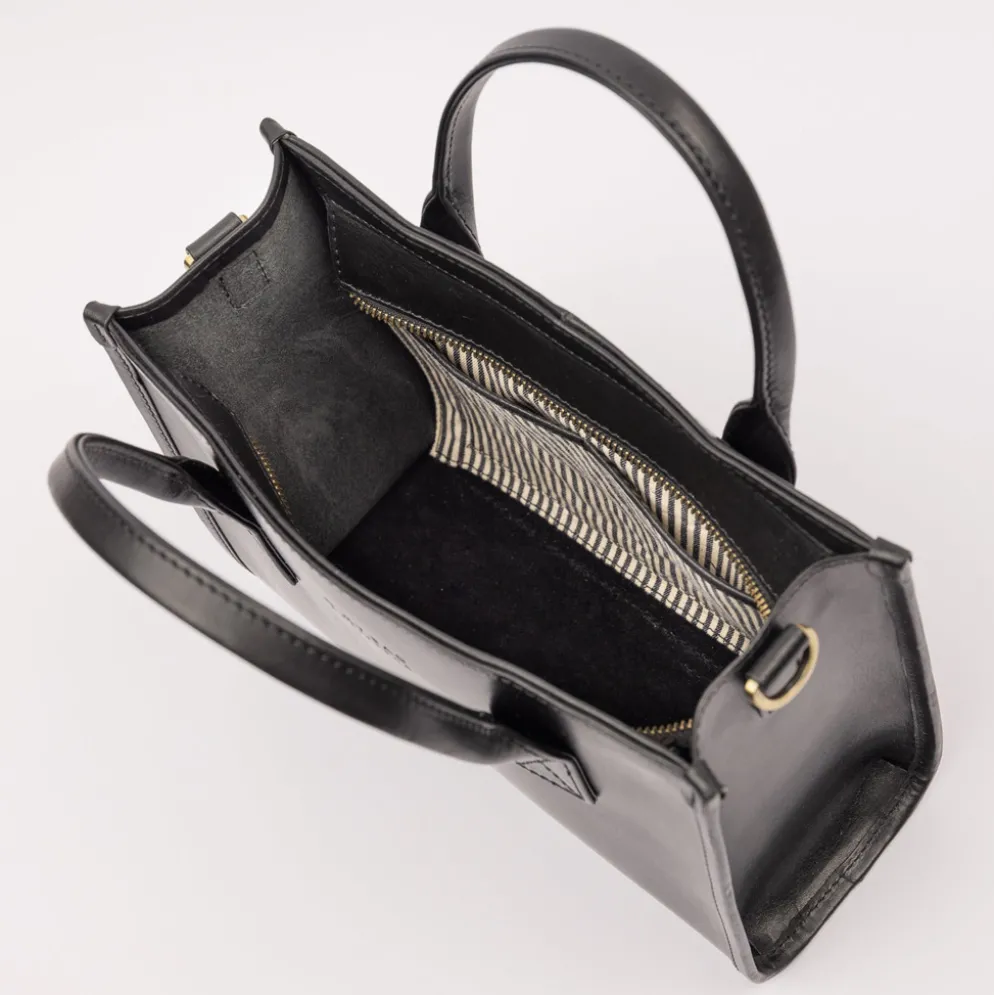 O My Bag Ledertasche JACKIE MIDI inkl. Webgurt Black klassisches Leder