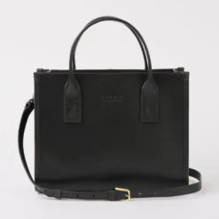 O My Bag Ledertasche JACKIE MIDI inkl. Ledergurt Black klassisches Leder