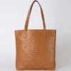 O My Bag Ledertasche Shopper GEORGIA Cognac Woven klassisches Leder
