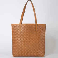 O My Bag Ledertasche Shopper GEORGIA Cognac Woven klassisches Leder