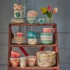 Rice Dip-Schale Keramik handbemalt Stripes Pink/Orange/Yellow 3er-Set
