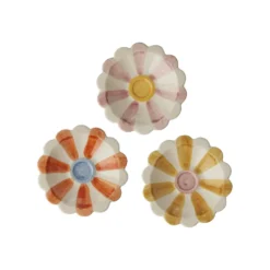Rice Dip-Schale Keramik handbemalt Stripes Pink/Orange/Yellow 3er-Set
