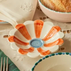 Rice Dip-Schale Keramik handbemalt Stripes Pink/Orange/Yellow 3er-Set