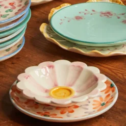 Rice Dip-Schale Keramik handbemalt Stripes Pink/Orange/Yellow 3er-Set