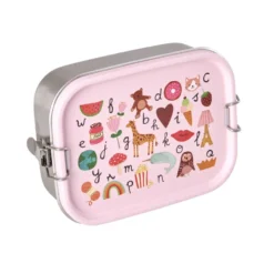 Rice Edelstahl Lunchbox Brotdose mit flexiblem Trenner ABC Pink 800 ml