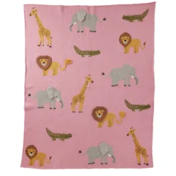 Rice Gestrickte Babydecke Pink mit 3D Details