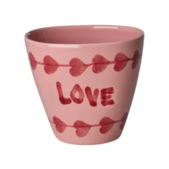 Rice Keramik Becher Oval handbemalt LOVE