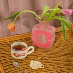 Rice Keramik Cappuccino-Tasse handbemalt MERCI
