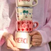 Rice Keramik Tasse handbemalt MERCI