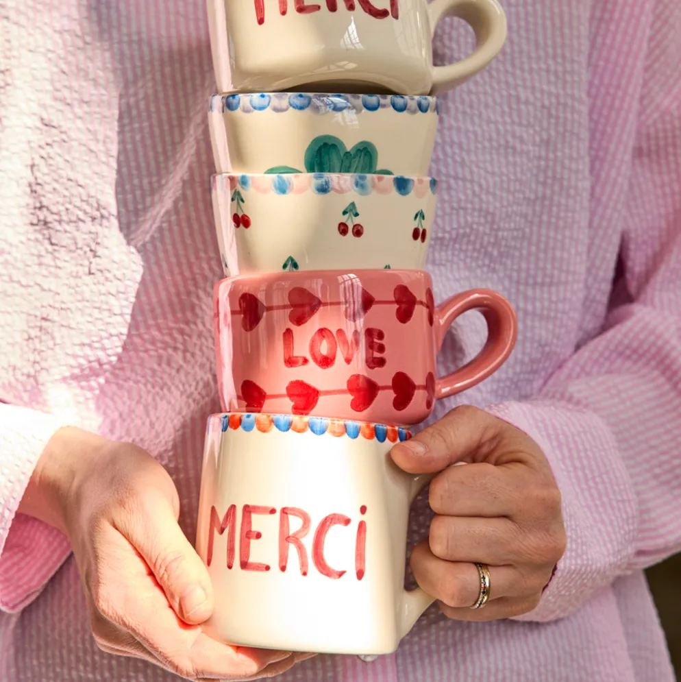 Rice Keramik Tasse handbemalt MERCI