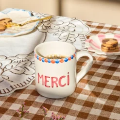 Rice Keramik Tasse handbemalt MERCI