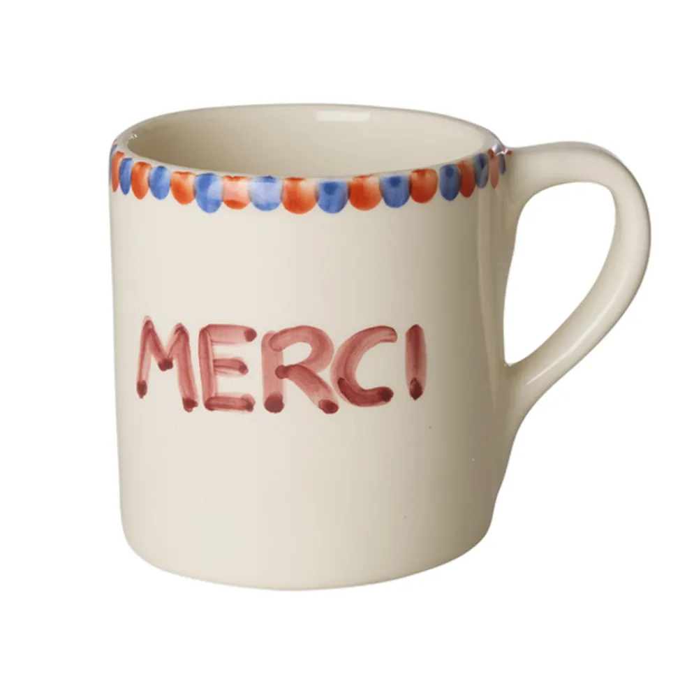 Rice Keramik Tasse handbemalt MERCI