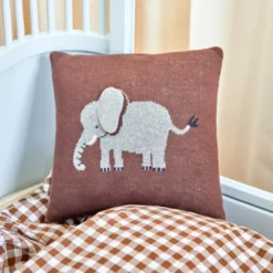 Rice Kissen Elephant mit 3D Details Chocolate Brown 30x30