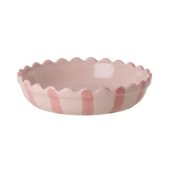 Rice Kuchenform Keramik Pink Coral Stripes and Edge Small