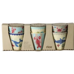 Rice Melamin Becher Blue Ocean Prints 160 ml 6er-Set