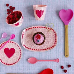 Rice Melamin Becher Two Tone Heart Coral Medium