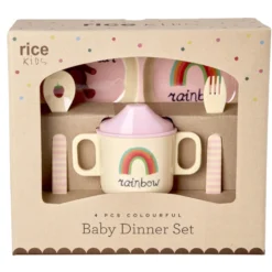 Rice Melamin Geschirr Baby Geschenkbox Pink ABC 4-teilig