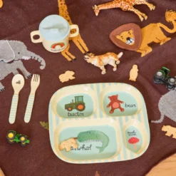 Rice Melamin Geschirr Baby Geschenkbox Blue ABC 4-teilig