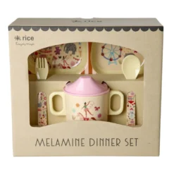 Rice Melamin-Geschirr Baby Geschenkbox Fun Fair Pink 4-teilig