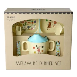 Rice Melamin-Geschirr Baby Geschenkbox Fun Fair Mint 4-teilig