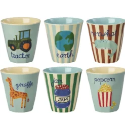 Rice Melamin Kinderbecher ABC 6er-Set 160 ml