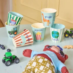 Rice Melamin Kinderbecher ABC 6er-Set 160 ml