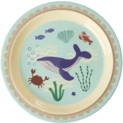 Rice Melamin Kinderteller Blue Ocean Print