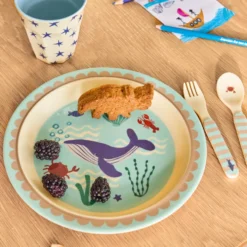 Rice Melamin Kinderteller Blue Ocean Print