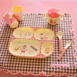 Rice Melamin Melamin-Geschirr Geschenkbox Pink Music Band 4-teilig
