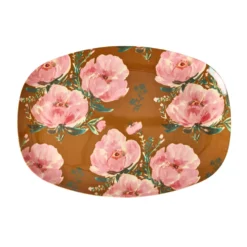 Rice Melamin Teller Oval Floral Fiesta Rose