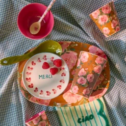 Rice Melamin Teller Oval Floral Fiesta Rose